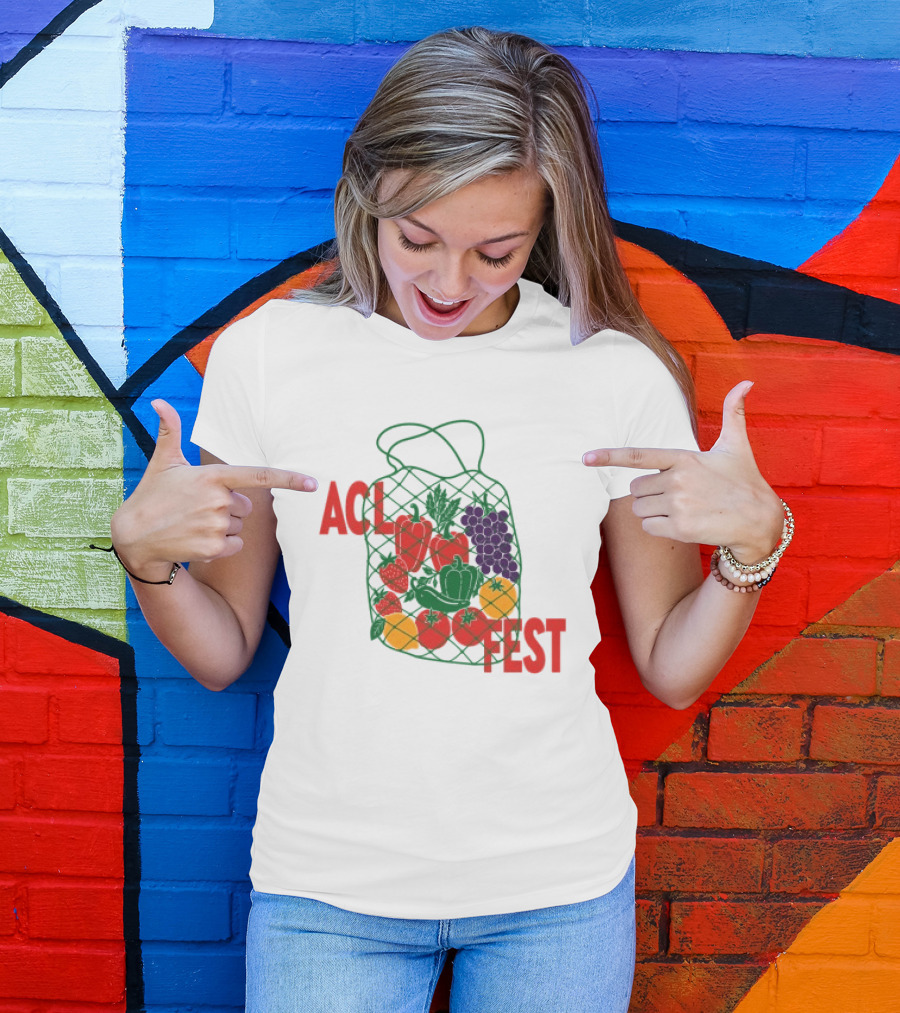 ACL Festival Women's Market Crop Top Lineup Veggie Bag T-Shirt