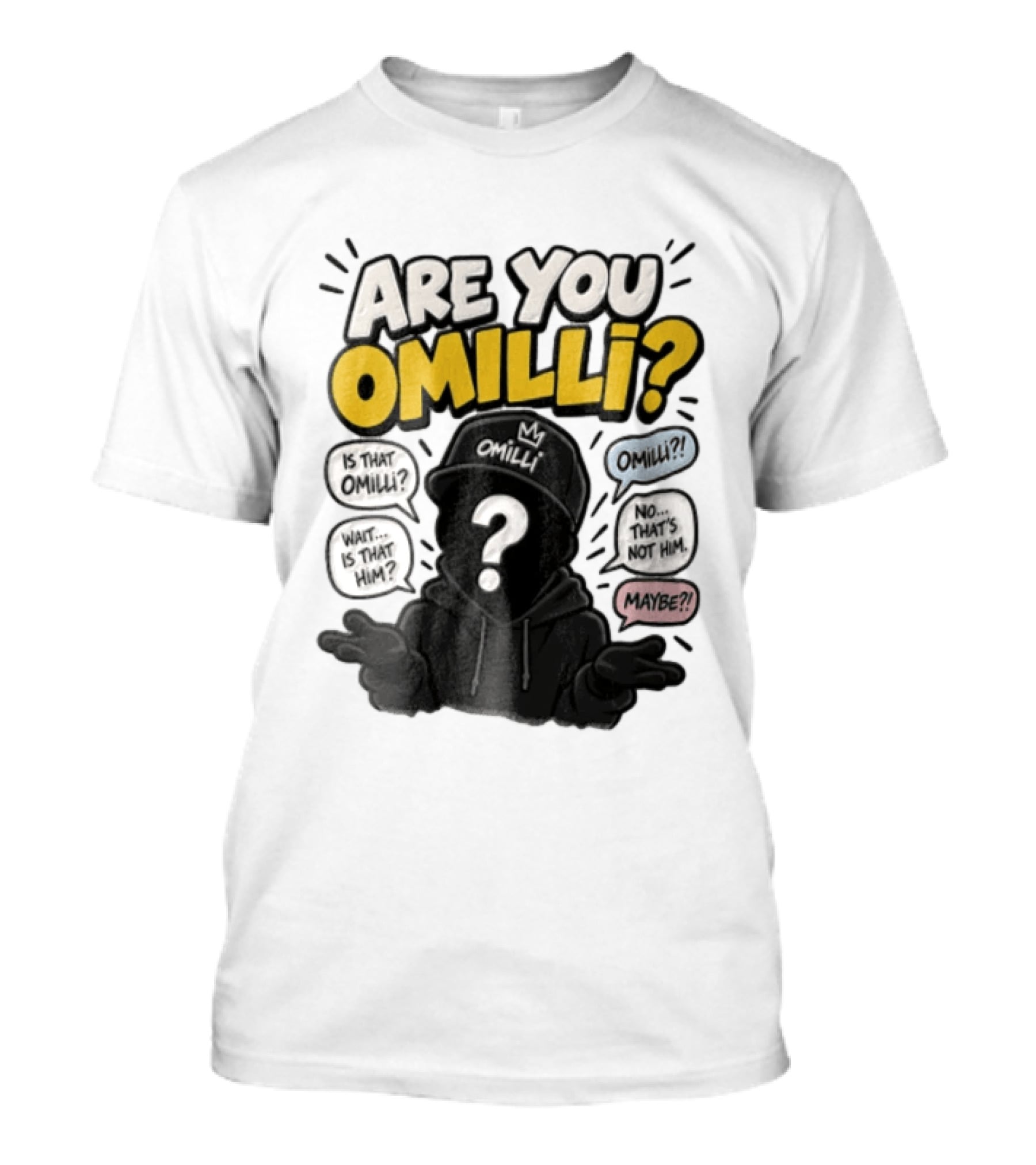 Are You Omilli Mystery Creator Streamer Iconic Question Marks And Quotes T-Shirt