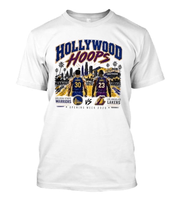 Hollywood Hoops Golden State Warriors Vs Los Angeles Lakers Opening Week 2023 Curry 30 James 23 T-Shirt