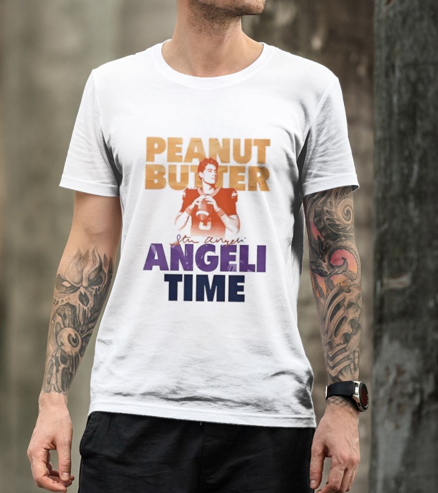 Peanut Butter Steve Angeli Time Football Player Holding Ball T-Shirt