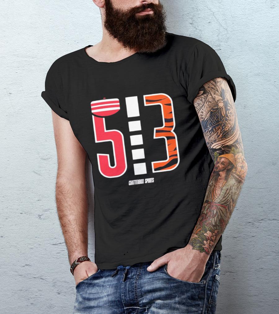 513 Cincinnati Bengals Helmet Tiger Stripes Chatterbox Sports T-Shirt