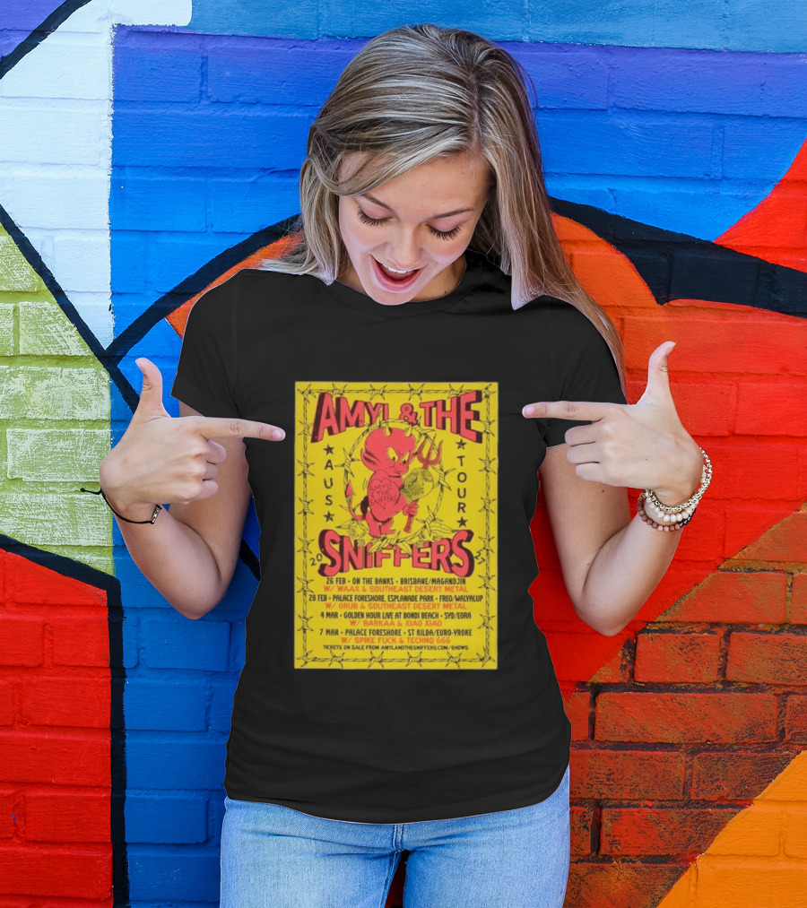 Amyl And The Sniffers Australian Tour 2024 Devil Brisbane Perth Sydney Punk Rock Band Dates T-Shirt