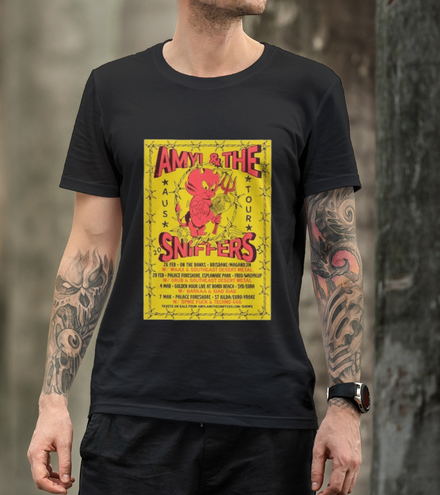Amyl And The Sniffers Australian Tour 2024 Devil Brisbane Perth Sydney Punk Rock Band Dates T-Shirt