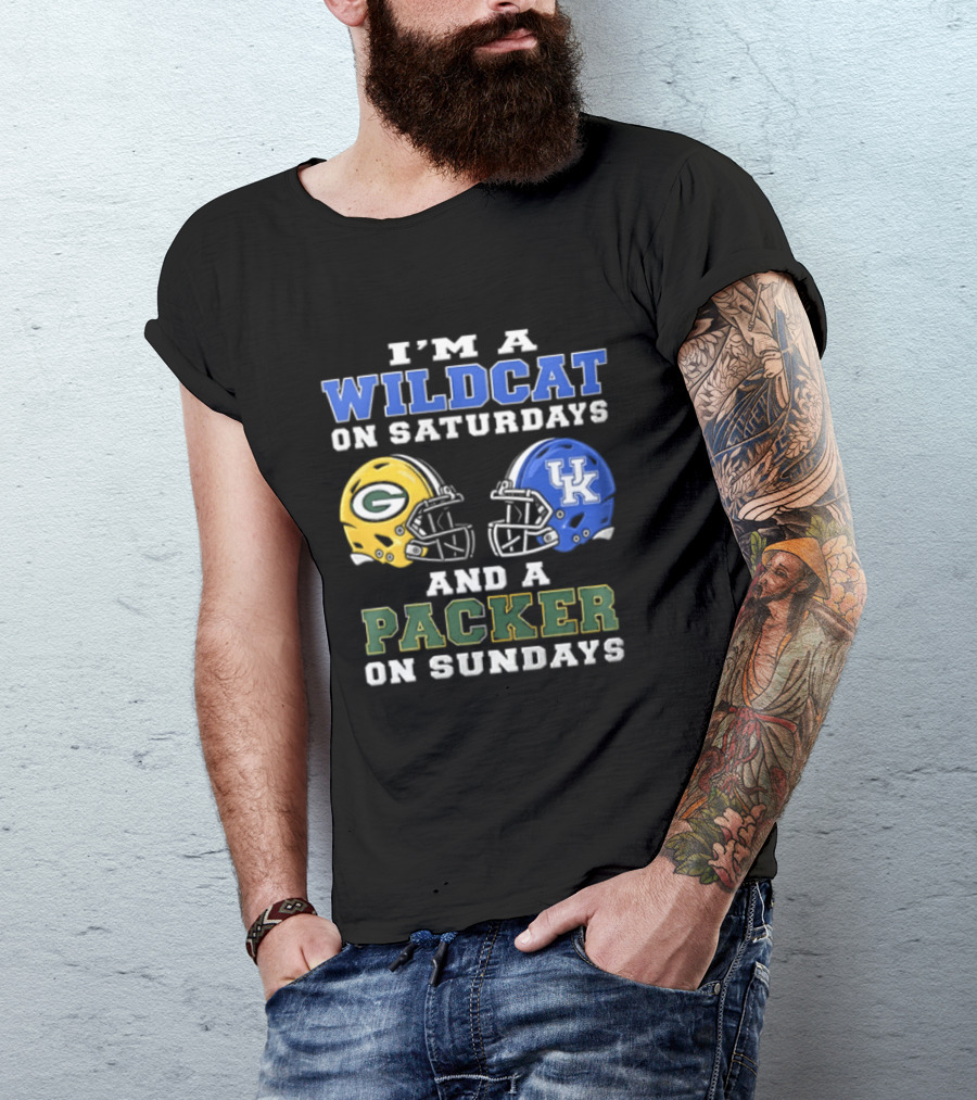 Wildcat Saturdays Packer Sundays Football Fans Kentucky Wisconsin T-Shirt