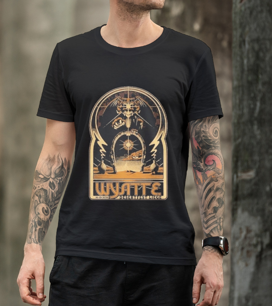 Wyatt E. Band Desertfest Belgium 2026 Liege October 16 Fantasy Dragon Portal Art Deco T-Shirt