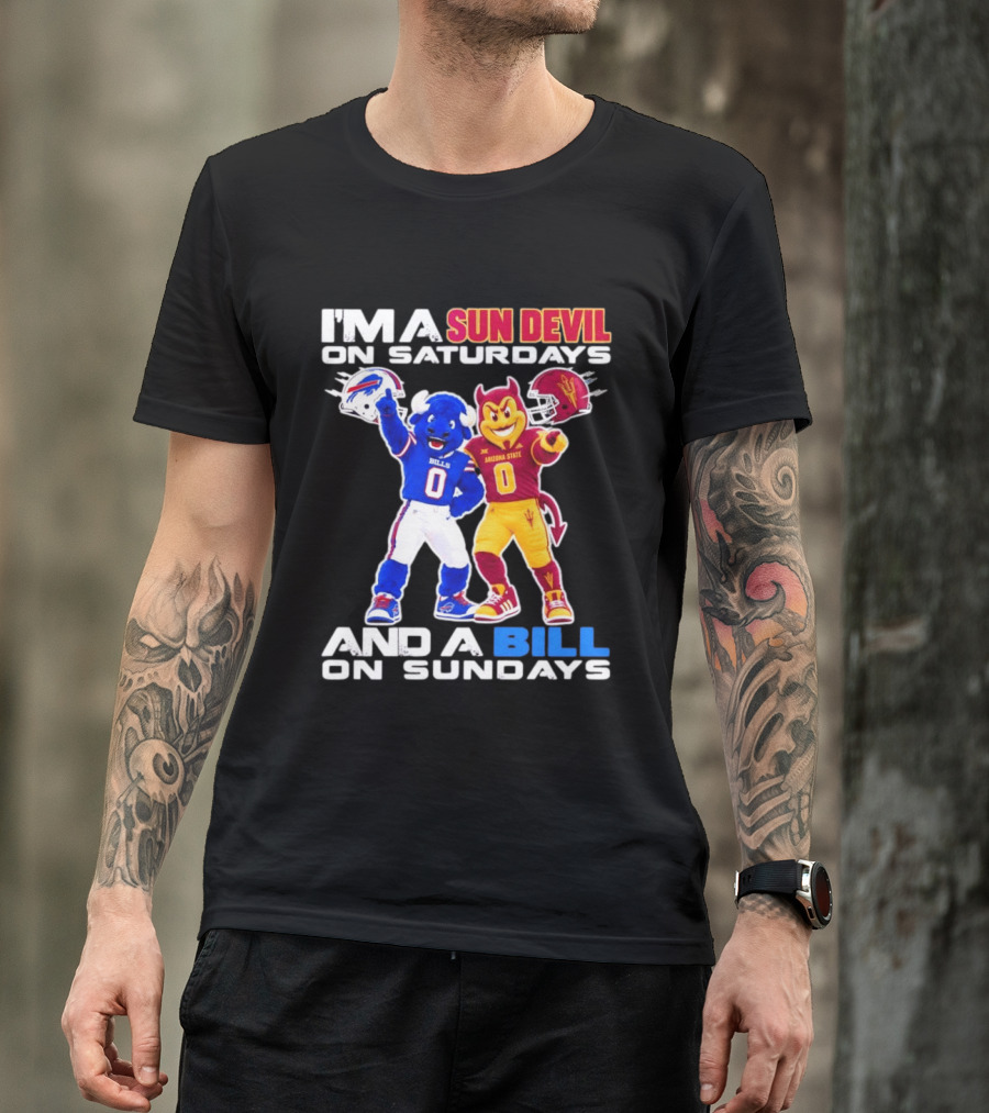 Arizona State Sun Devil Saturdays Buffalo Bills Sundays NFL College Football Fan T-Shirt