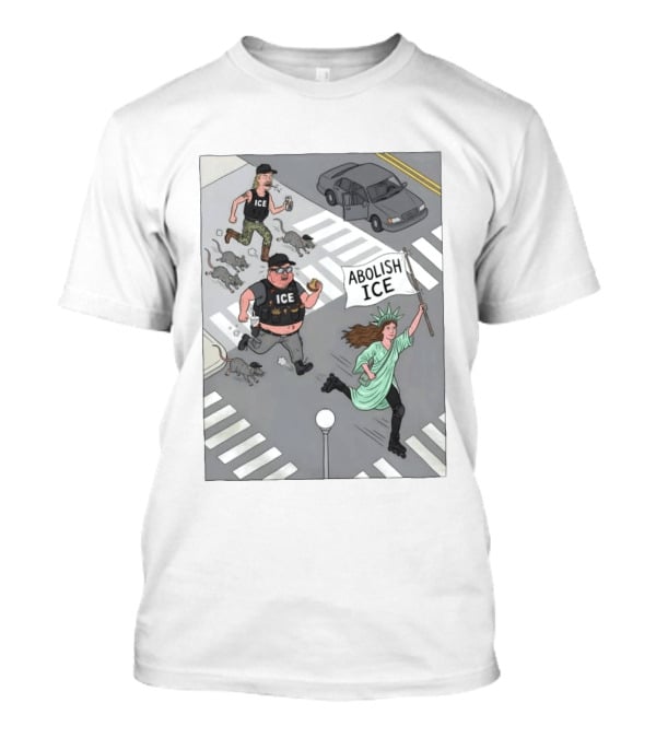 Abolish ICE Political Cartoon With Lady Liberty Protest T-Shirt