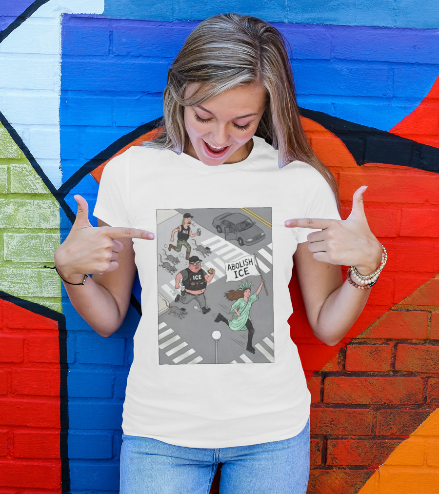 Abolish ICE Political Cartoon With Lady Liberty Protest T-Shirt