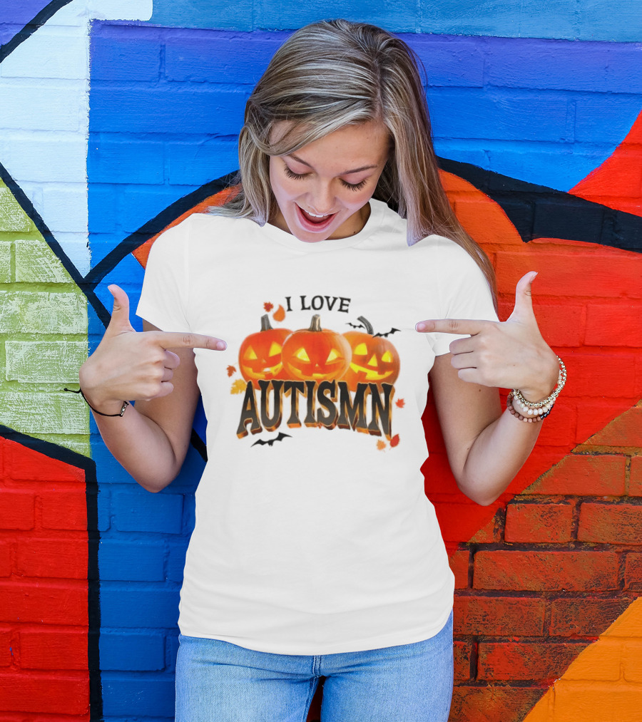 I Love Autismn Pumpkin Halloween Awareness T-Shirt