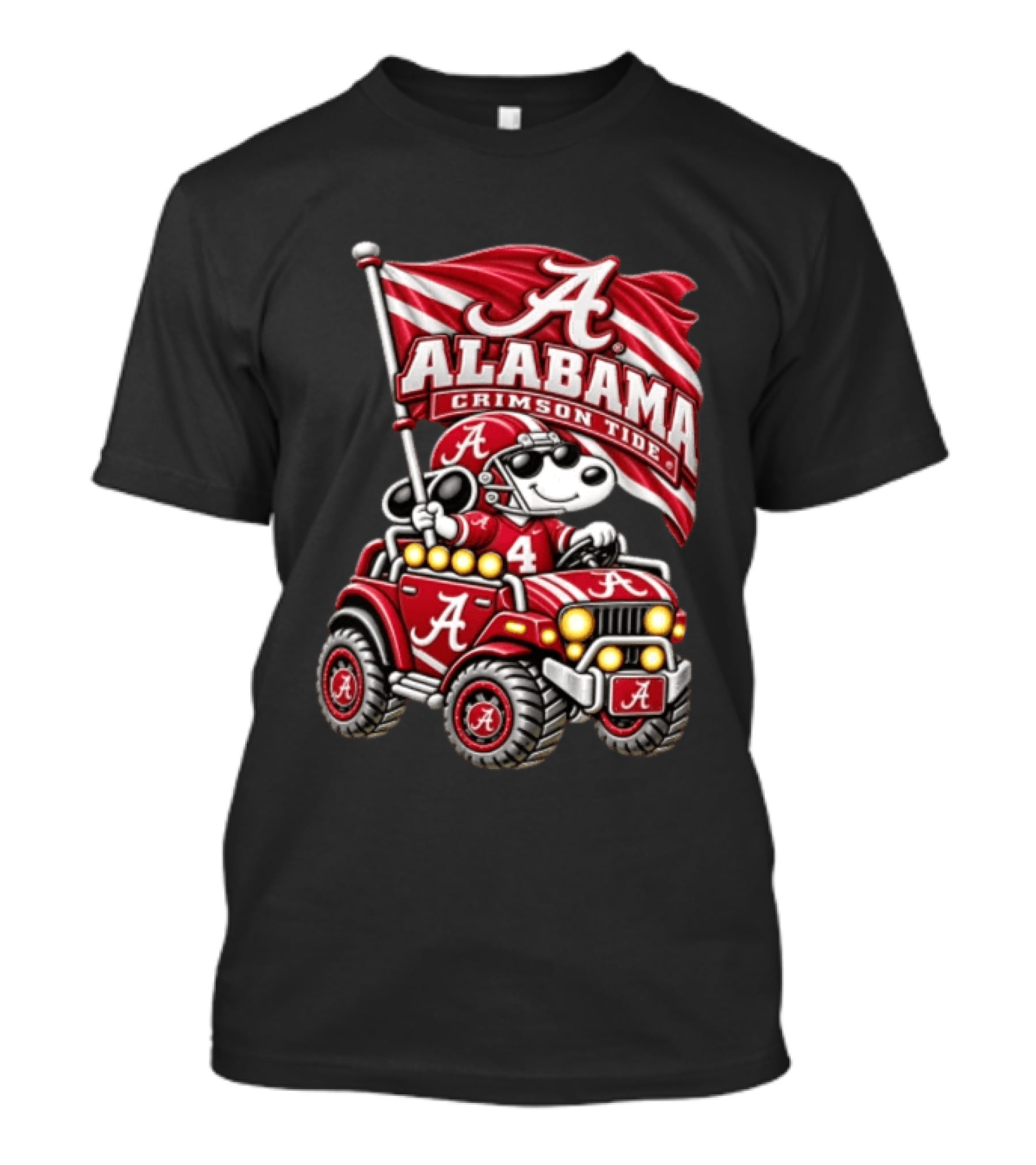 Alabama Crimson Tide NCAA Football Snoopy Driving Offroad Vehicle T-Shirt