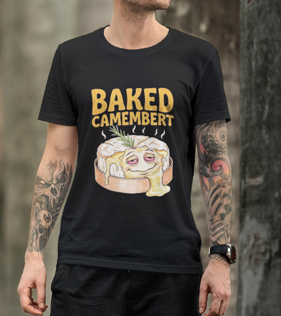 Baked Camembert Cheese Food Funny Illustration With Melted Face T-Shirt