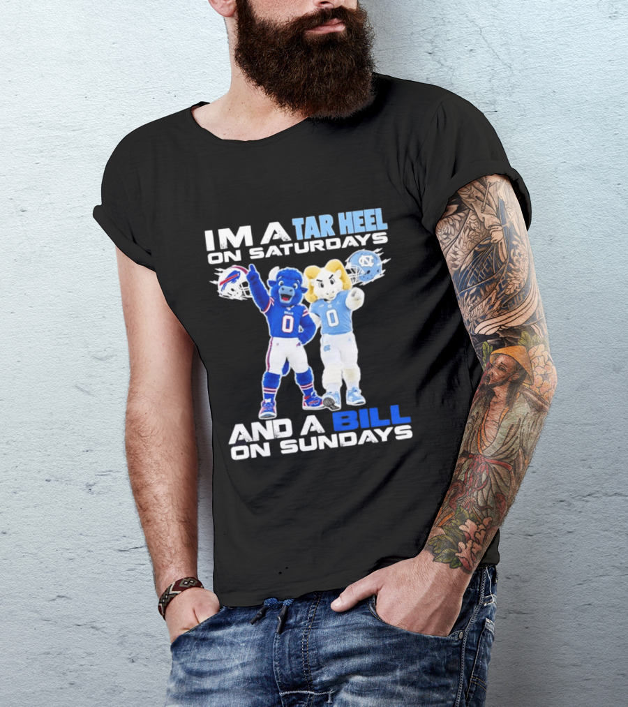 Buffalo Bills UNC Tar Heel Saturdays And Bills Sundays Football Mascots T-Shirt