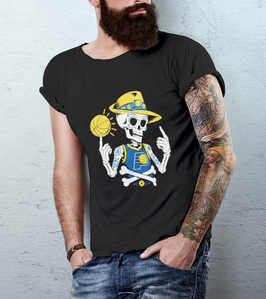 Indiana Pacers Mexico City CDMX Sugar Skull Skeleton Indy Game T-Shirt