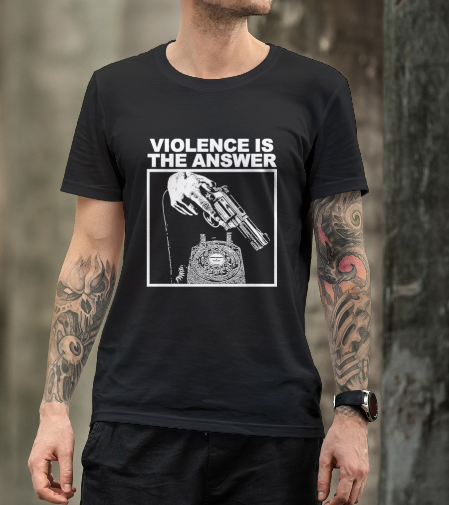 Violence Is The Answer Hand Gun Telephone T-Shirt