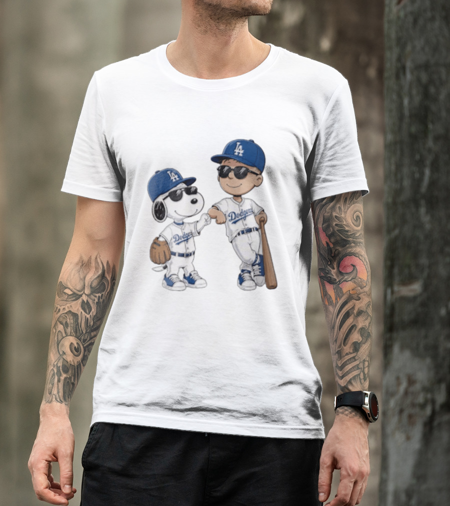 Los Angeles Dodgers Snoopy And Kid Baseball Team Spirit T-Shirt