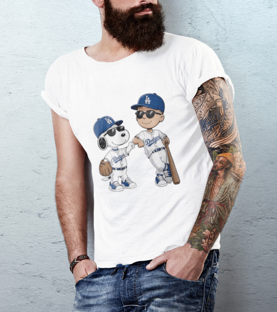 Los Angeles Dodgers Snoopy And Kid Baseball Team Spirit T-Shirt