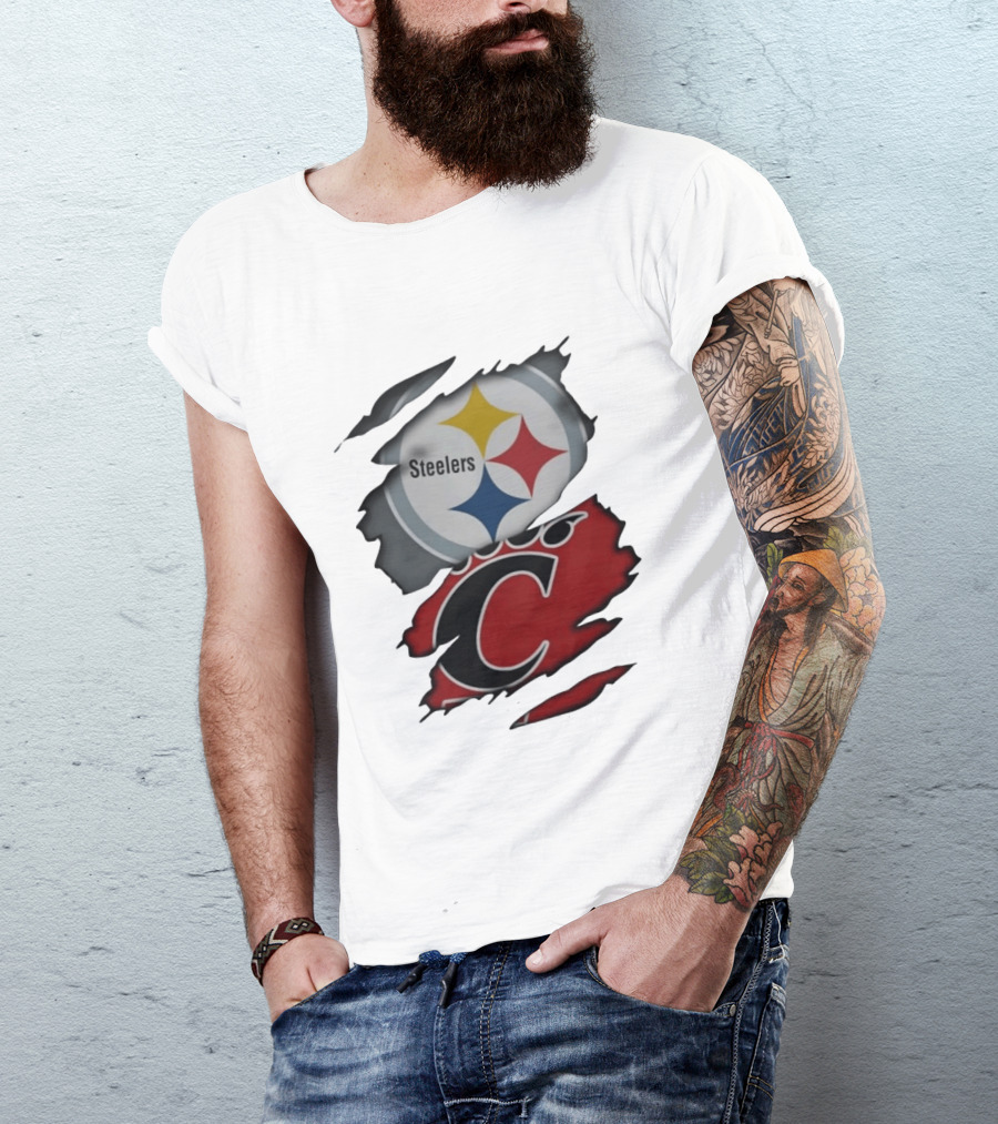 Pittsburgh Steelers Cincinnati Bearcats Ripped Skin T-Shirt