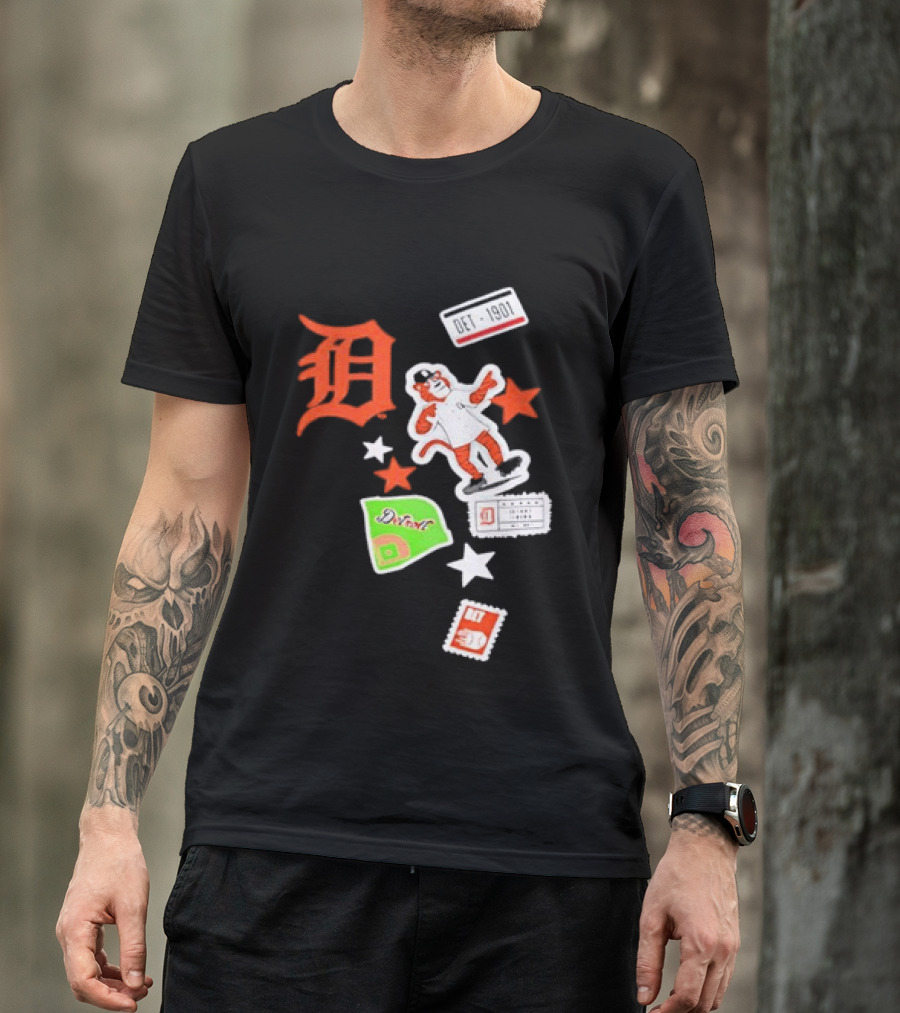 Detroit Tigers New Era Navy City Patch Stars Vintage Baseball Tiger T-Shirt