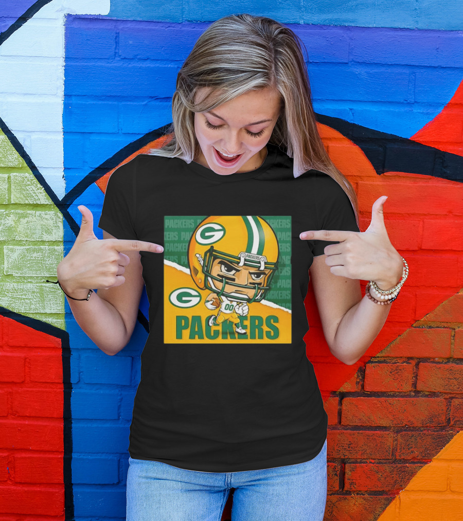 Green Bay Packers Chibi Player Helmet Packers T-Shirt