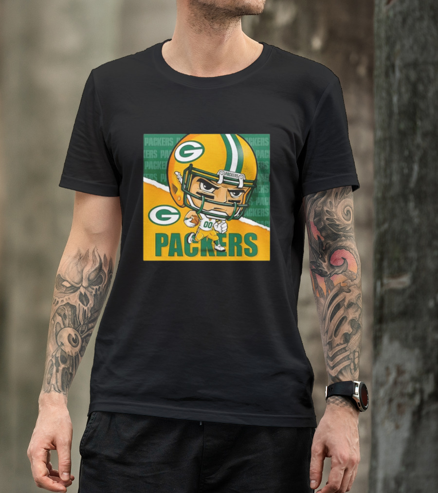 Green Bay Packers Chibi Player Helmet Packers T-Shirt