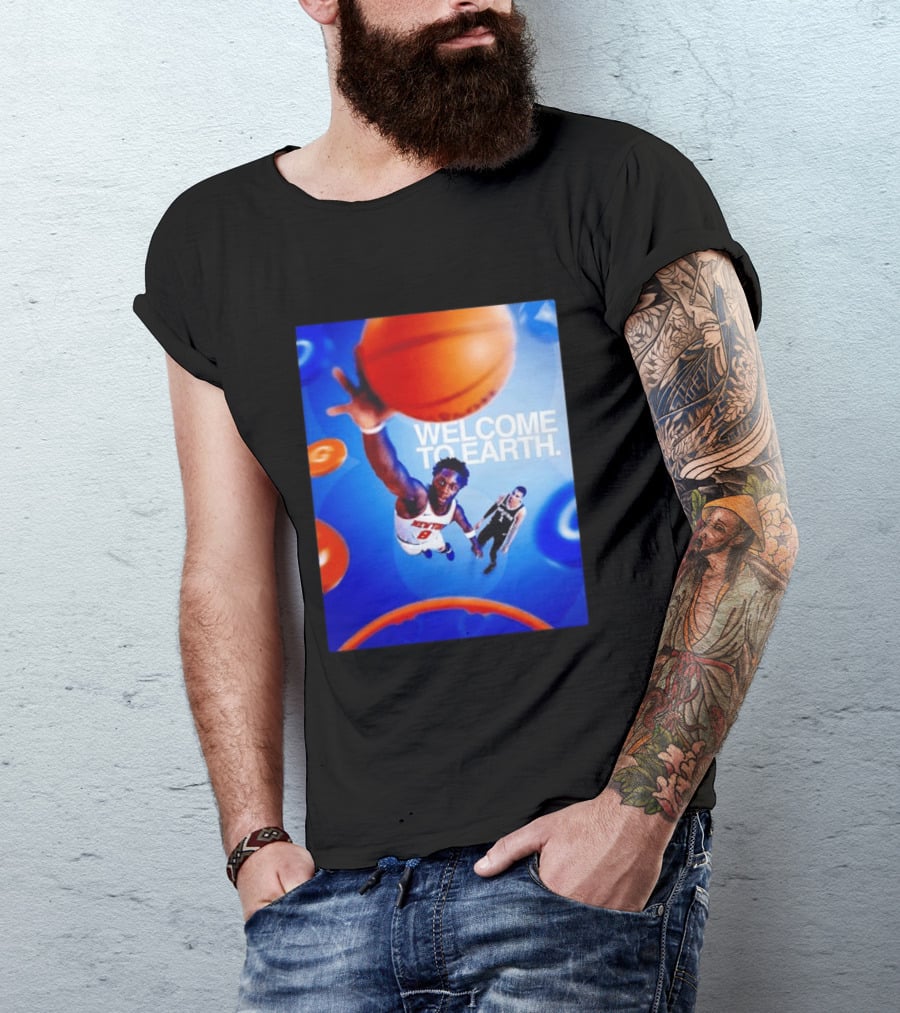 OG Anunoby New York Knicks Welcome To Earth Basketball Moment T-Shirt