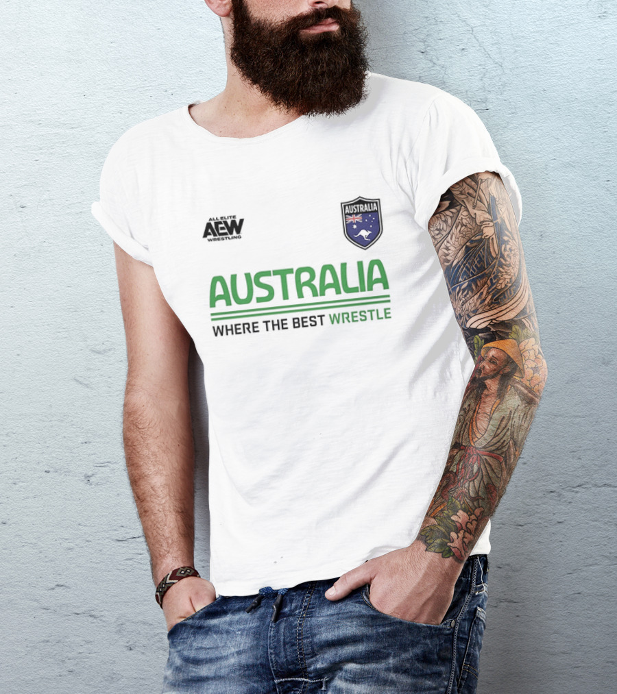 AEW Australia Where The Best Wrestle Iconic Shield T-Shirt