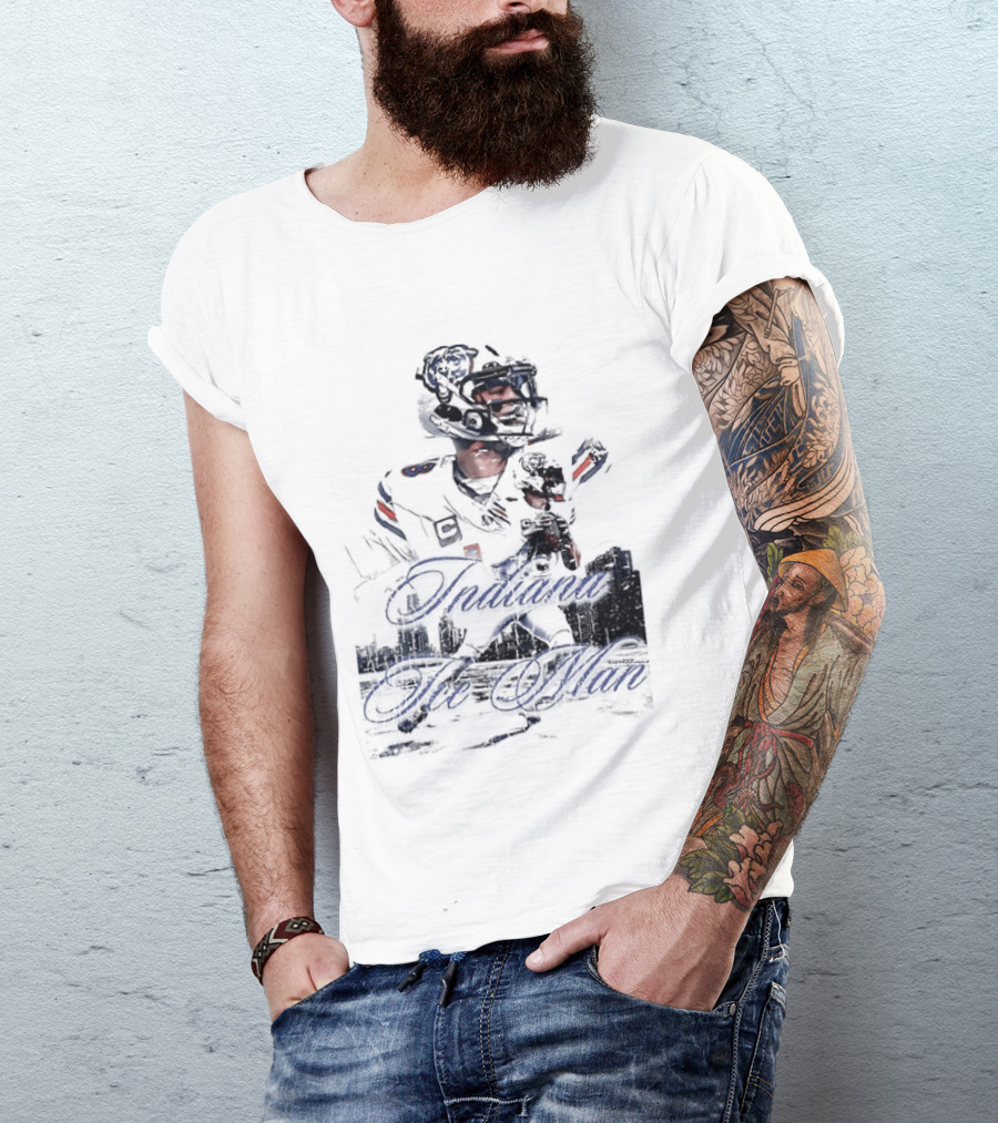 Caleb Williams Chicago Bears Indiana The Man Football Skyline T-Shirt