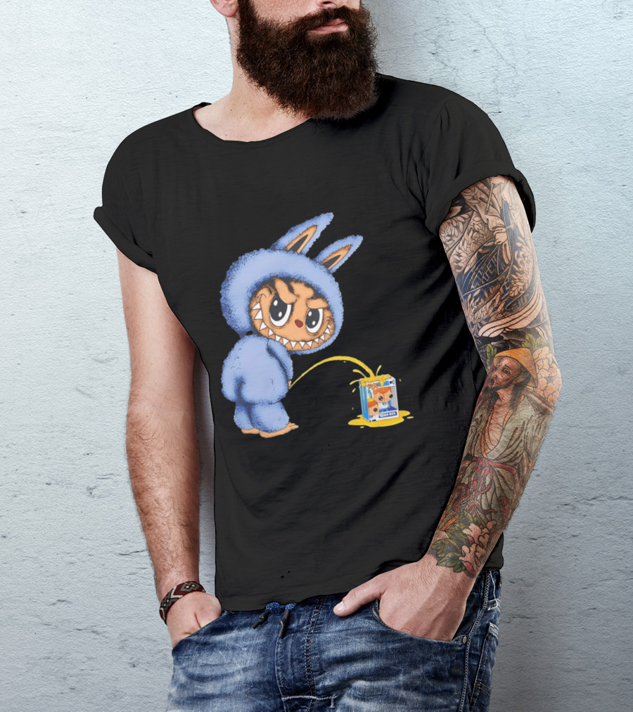 Labubu Peeing On Pop Figures Juice Box Fun Concept T-Shirt