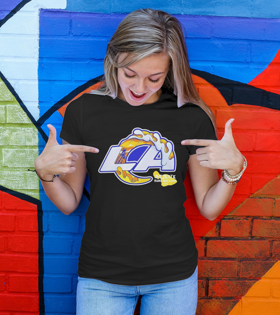 Los Angeles Rams Maui 2026 Minicamp Wave Logo Palm Trees Sun Island T-Shirt