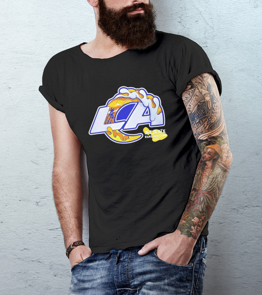 Los Angeles Rams Maui 2026 Minicamp Wave Logo Palm Trees Sun Island T-Shirt