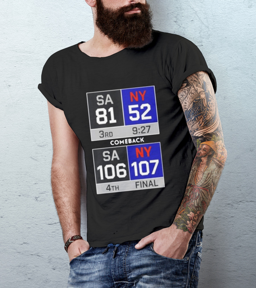 New York Knicks Epic Comeback Victory Against San Antonio Scoreboard Highlights T-Shirt