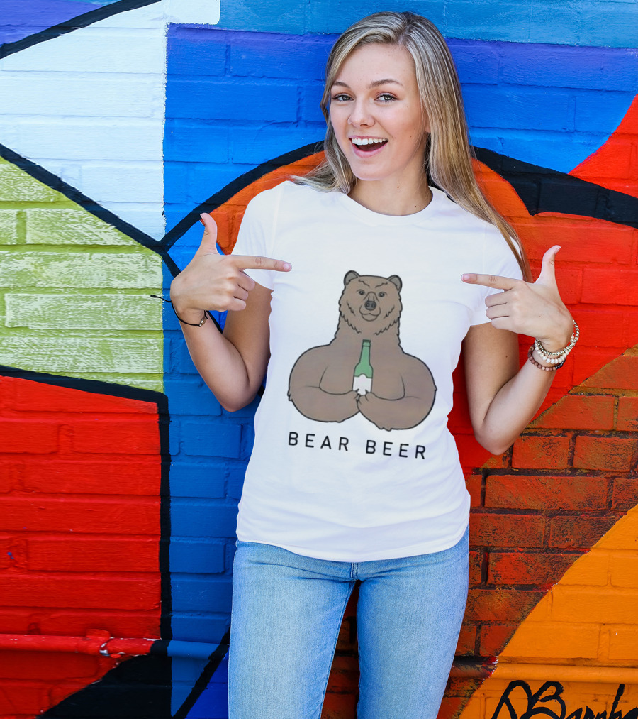 Bear Beer Meme Bottle Holding Bear T-Shirt