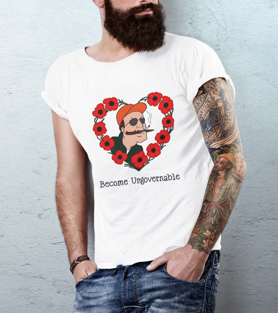 Become Ungovernable Dale Gribble King Of The Hill Red Flower Heart T-Shirt