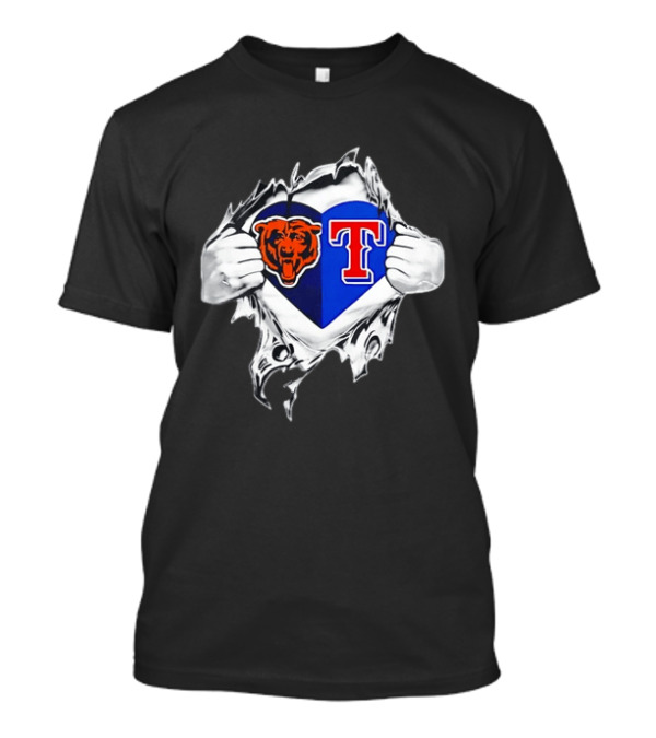 Chicago Bears And Texas Rangers Heart T-Shirt