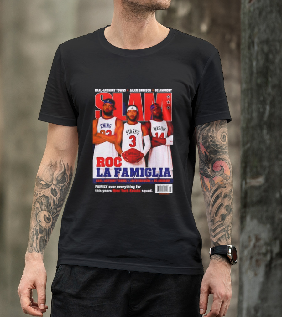 SLAM Magazine Roc La Famiglia Karl Anthony Towns Jalen Brunson OG Anunoby New York Knicks T-Shirt