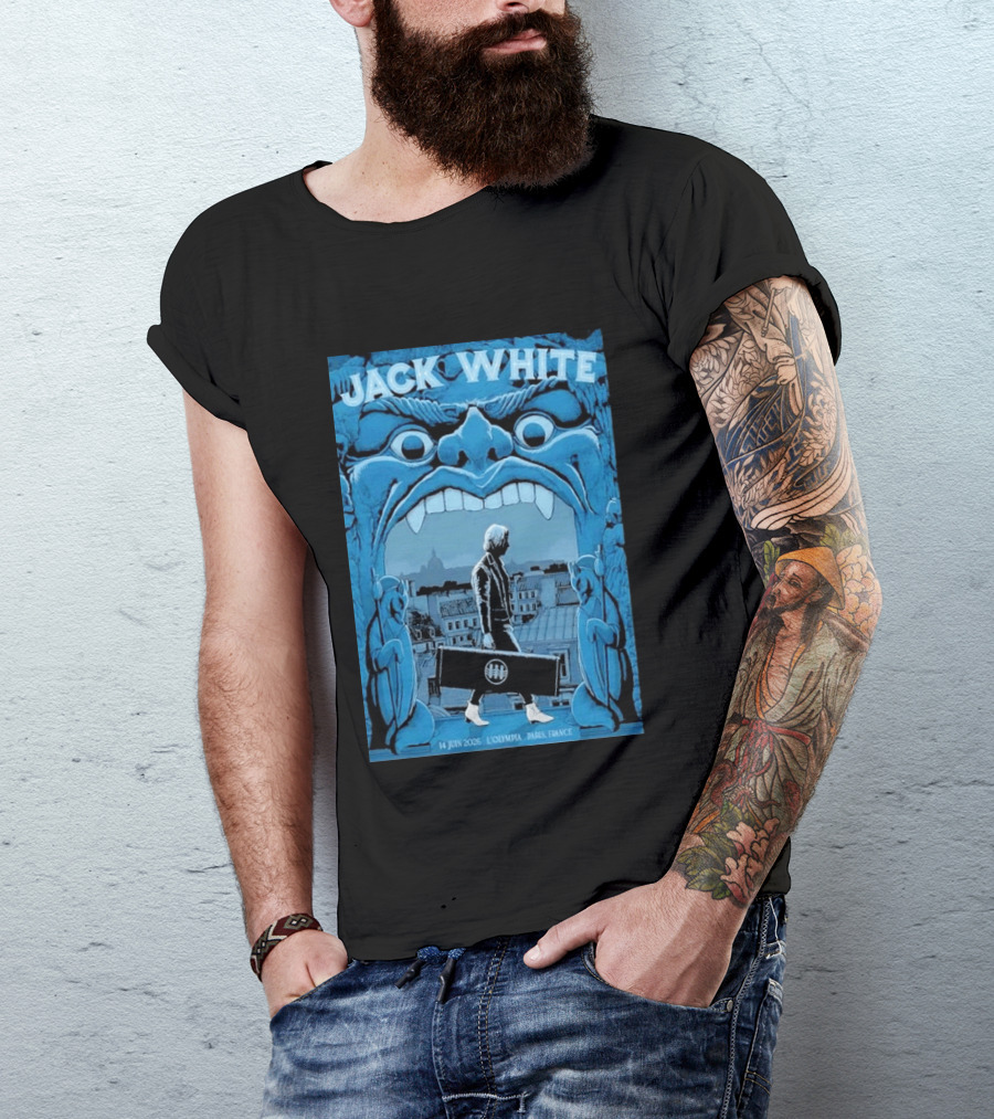 Jack White L'Olympia Paris France June 14 2026 Concert Imagery Blue Gargoyle T-Shirt
