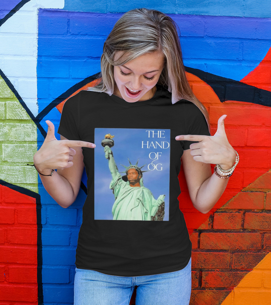 OG Anunoby New York Knicks The Hand Of OG Statue Liberty Fusion T-Shirt