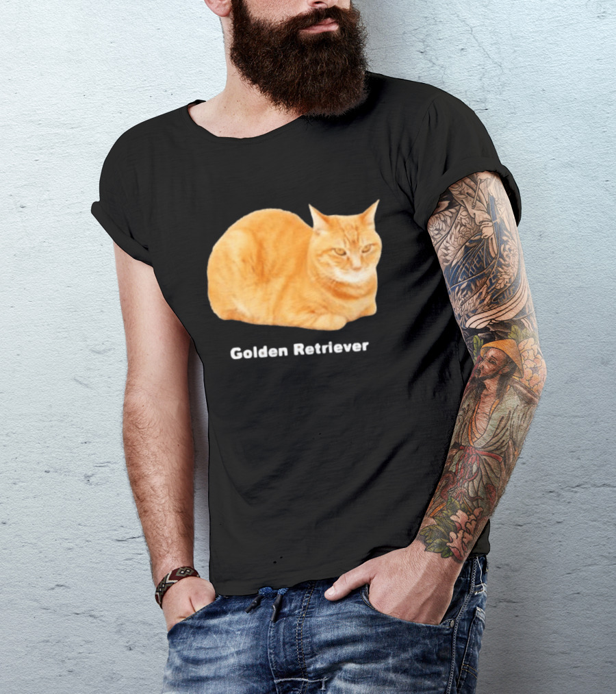 Orange Tabby Cat Golden Retriever Sarcastic Meme Humor T-Shirt