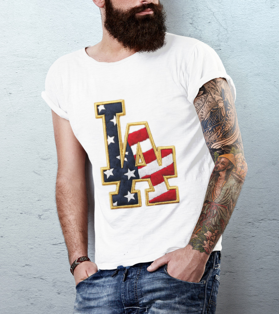 2026 Dodgers 4th Of July LA Stars Stripes T-Shirt