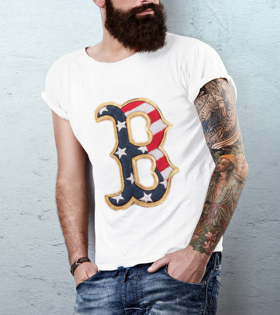 2026 Red Sox Patriotic Stars And Stripes B Logo MLB Fourth Of July T-Shirt