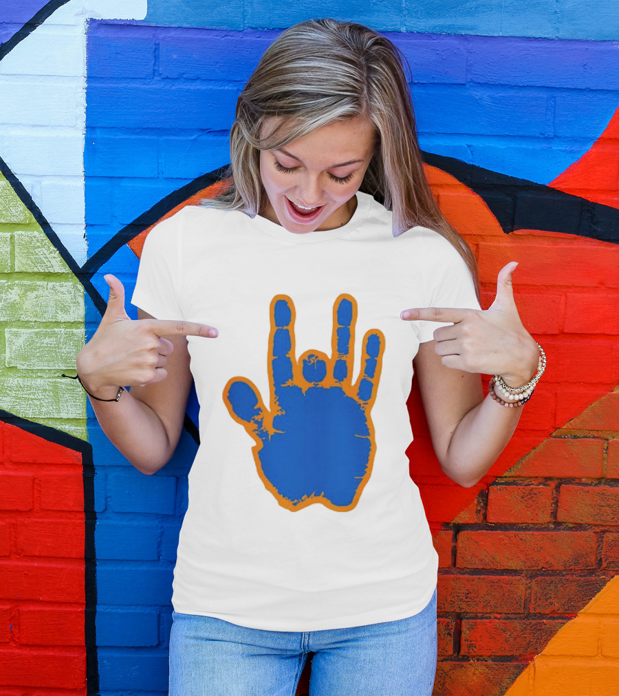 Florida Gators Blue And Orange Handprint Gesture T-Shirt