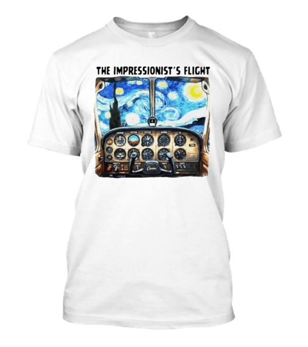 The Impressionist's Flight Cessna Instrument Panel Starry Night T-Shirt