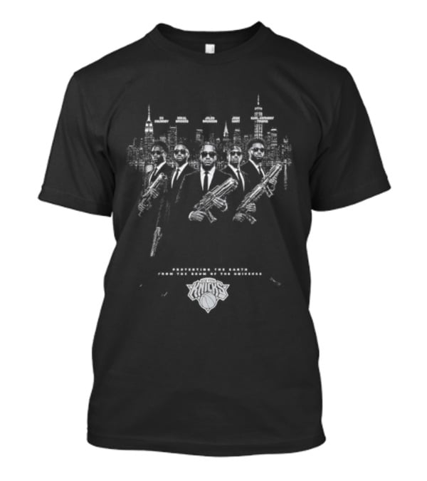 New York Knicks Protecting The Earth From The Scum Of The Universe Cityscape And Action Figures T-Shirt