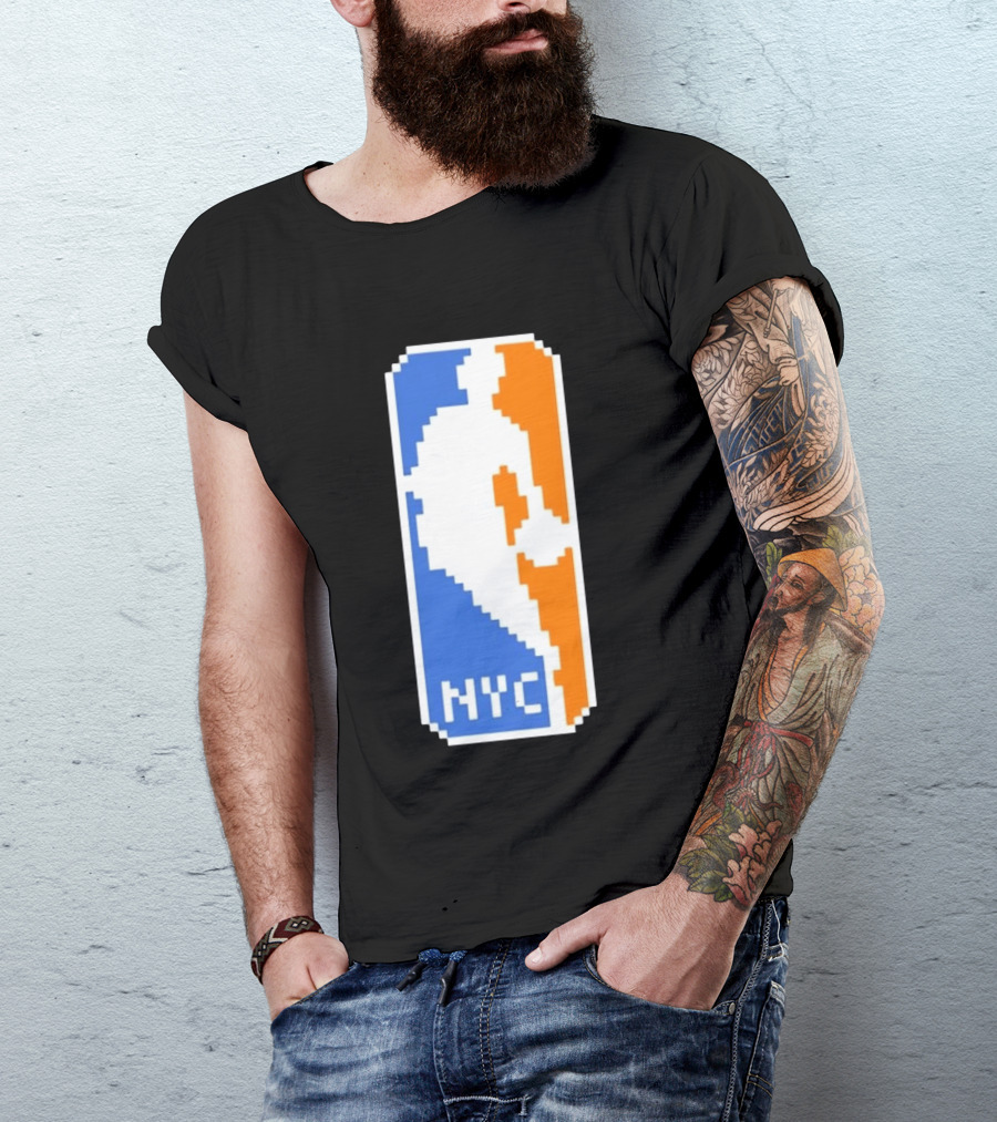 NYC NBA Pixel Logo Basketball T-Shirt