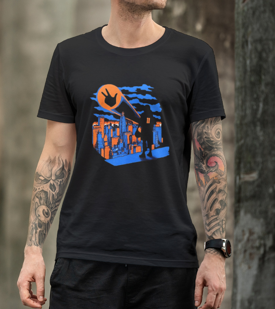 Jalen Brunson Three Points New York City Knicks NBA Basketball Player Skyline T-Shirt