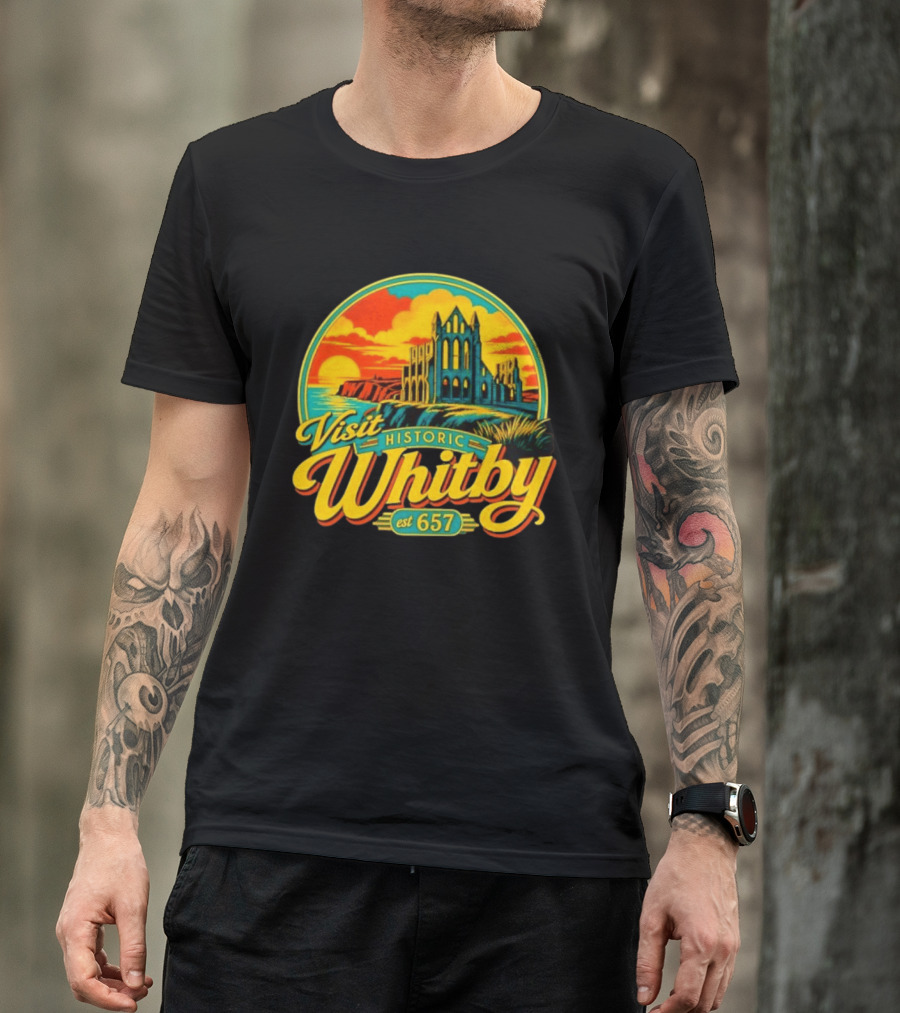Visit Historic Whitby Abbey North Yorkshire England Est 657 T-Shirt