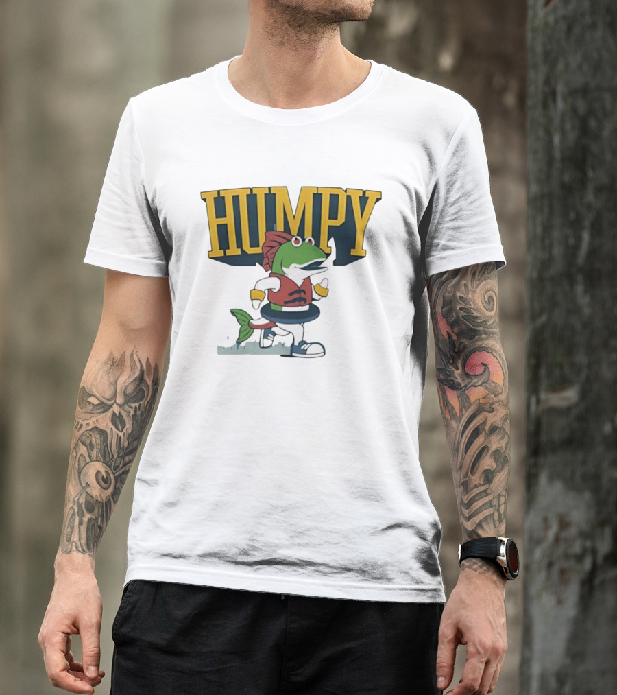 Humpy Running Fish With Life Vest Tube Humor T-Shirt