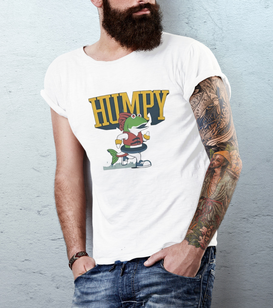 Humpy Running Fish With Life Vest Tube Humor T-Shirt