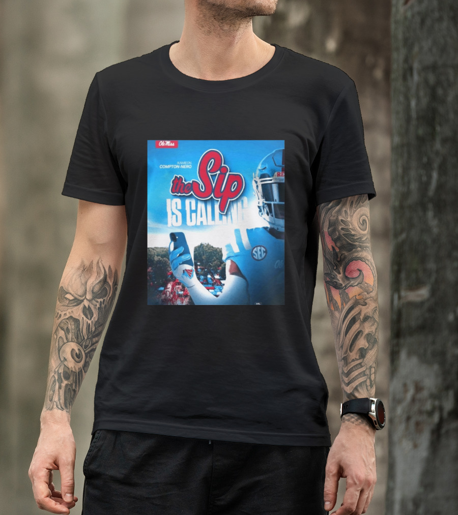 Ole Miss Rebels The Sip Is Calling Kamieon Compton Nero T-Shirt