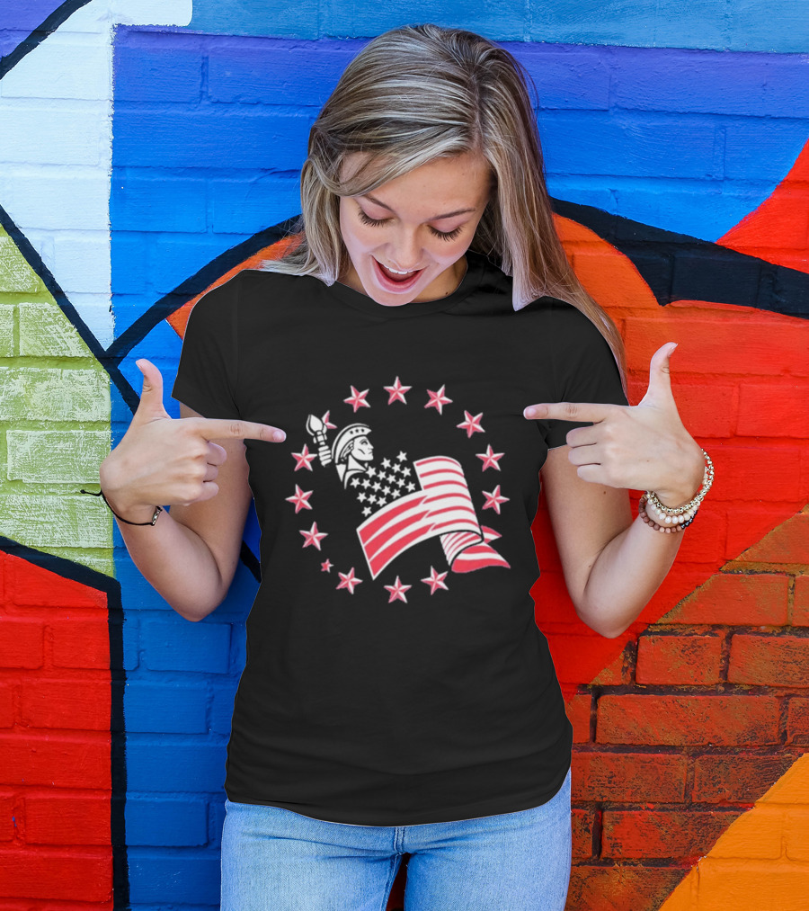 Patriotic Lady Liberty American Flag Stars USA Pride T-Shirt